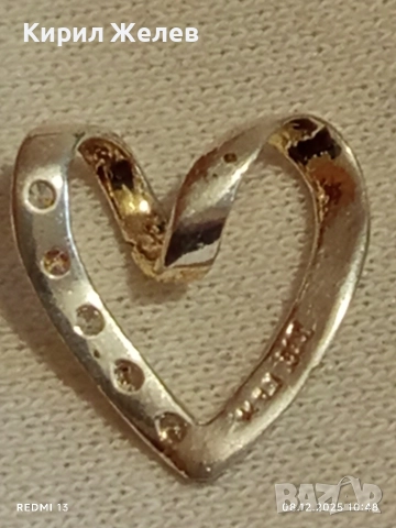 Сребърно колие във формата на сърце с кристали ювелирна изработка 37659, снимка 8 - Колиета, медальони, синджири - 52686820