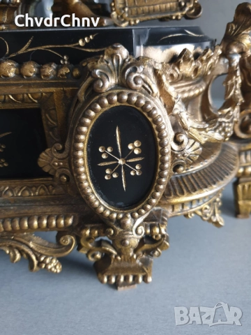 Франция 1800-те/46см-7кг стар френски каминен часовник/метална ЦАМ фигура-мрамор, снимка 11 - Антикварни и старинни предмети - 52465562