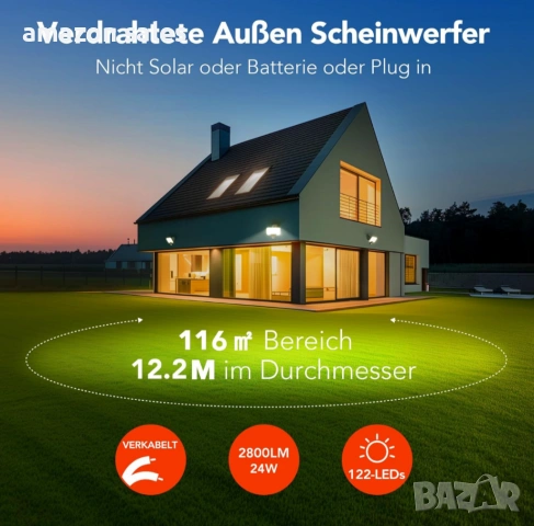 OREiN LED прожектор със сензор за движение външен монтаж 2800 lm,2700/4000/6500K 24W , снимка 3 - Лед осветление - 54167023