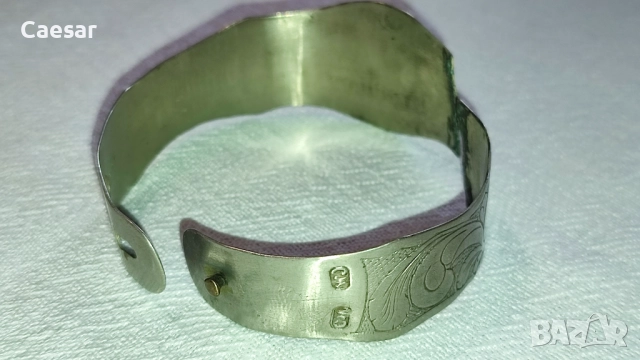 Старинен комплект сребърни пафти и гривна – 84 г, снимка 3 - Антикварни и старинни предмети - 52085155