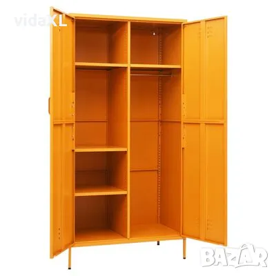 vidaXL Гардероб, горчица жълто, 90x50x180 см, стомана(SKU:336245), снимка 4 - Гардероби - 48726730