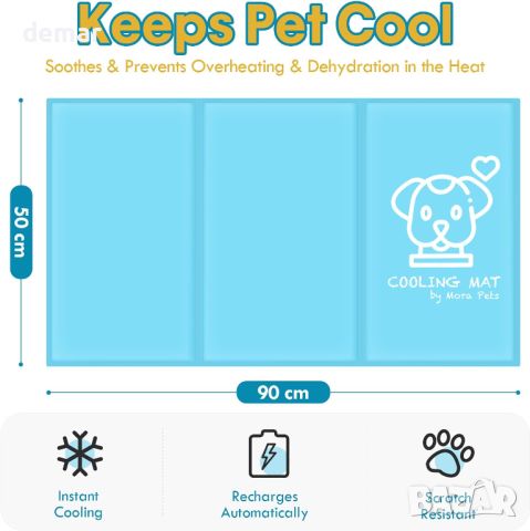 Охлаждаща подложка за легло за кучета, нетоксичен гел, самоохлаждаща се, голяма 90 x 50 cm L, снимка 2 - За кучета - 45686655