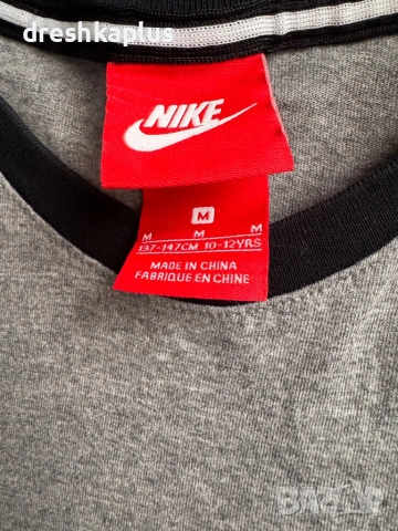 NIKE AIR – Дамска спортна блуза – Сив меланж и черно – Размер XS/S, снимка 4 - Тениски - 53257441