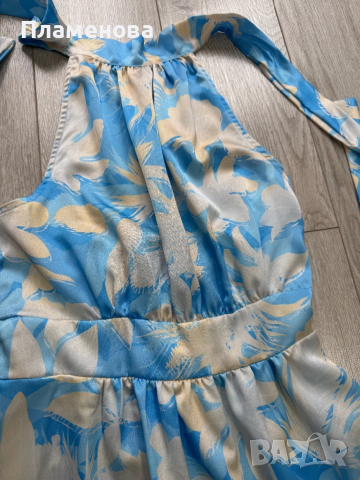 Синя сатенена рокля M/L, снимка 2 - Рокли - 53652266