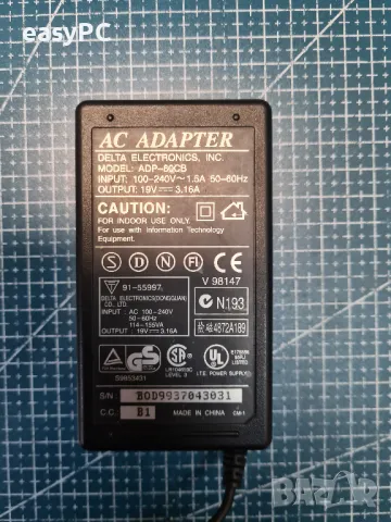 Оригинален захранващ адаптер DELTA ELECTRONICS, INC 19V 3.16A ADP-60CB, снимка 1 - Друга електроника - 47923760