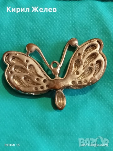 МЕТАЛНА БРОШКА във ФОРМАТА на ПЕПЕРУДА 🦋 с ЧЕРНИ КРИЛА и КРИСТАЛИ 52167, снимка 6 - Други - 52480683