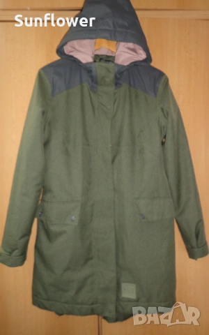 Дамско зелено топло зимно парка яке  Kari Traa с качулка, размер L  , снимка 7 - Якета - 53397755