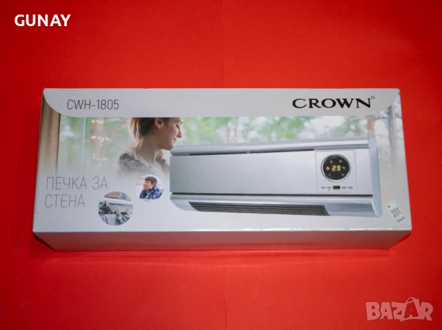 CROWN CWH-1805 Стенна електрическа печка тип климатик 2000W нова
