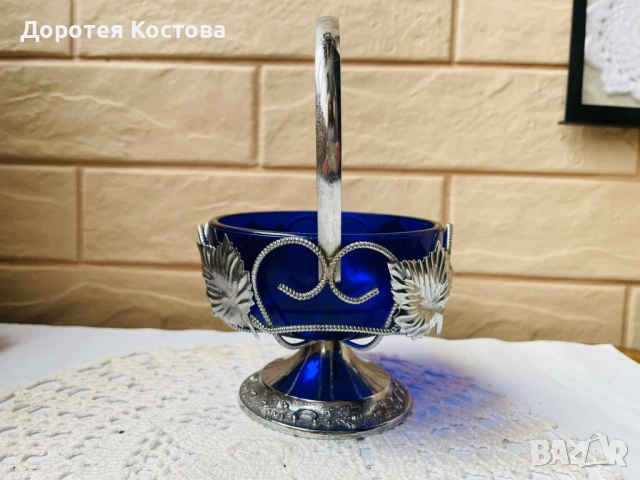 Красива посребрена захарница или бонбониера от Англия , снимка 6 - Антикварни и старинни предмети - 54229501