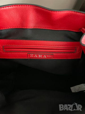 Zara червена кожена раница, снимка 6 - Раници - 45717141