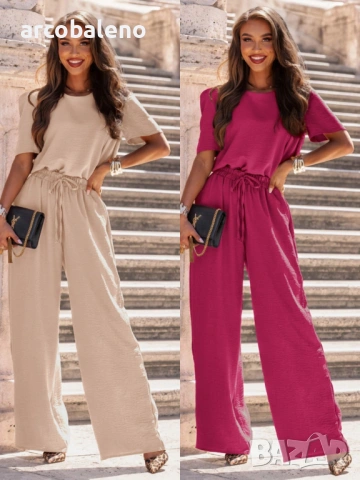 Дамски комплект от блуза и широки панталони от Mascia, 2цвята 