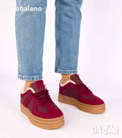 Дамски зимни маратонки с подплата от кожа Kelsi, 3цвята , снимка 5 - Маратонки - 52554518