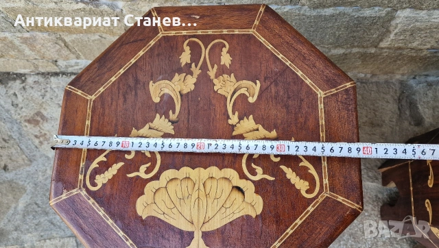 Ефектни инкрустирани дървени масички , снимка 5 - Маси - 54229960