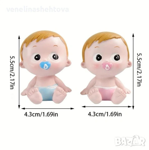 Фигурка бебе момче момиче с биберон за бебешко парти декорация торта , снимка 4 - Други - 54044311