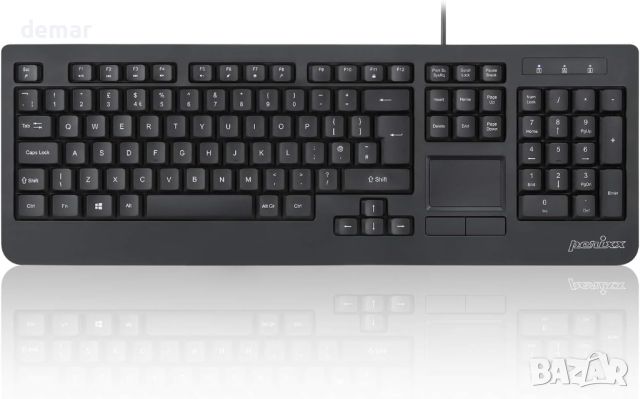 Perixx PERIBOARD-513 кабелна USB клавиатура с тъчпад и с 10 горещи клавиша, черна, снимка 1 - Клавиатури и мишки - 46415542