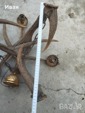 Стар полилей от 3 еленови рога , снимка 7 - Антикварни и старинни предмети - 52560920