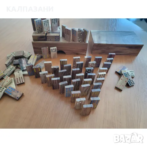 Голямо дървено домино с 91 части, класическа луксозна игра за деца и възрастни B110, снимка 5 - Игри и пъзели - 50217909