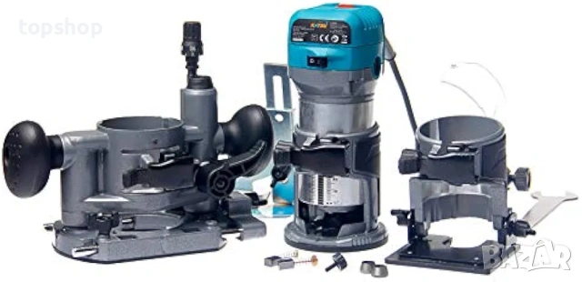 Електрическа ръчна фреза за дърво KATSU – 710W, 3 бази и 3 цанги (Пълен комплект + резервни четки), снимка 2 - Други инструменти - 53438146