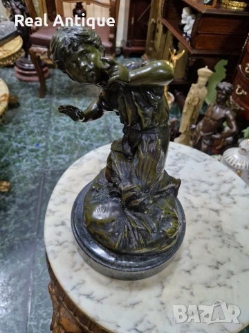 Уникална антикварна авторска френска бронзова фигура статуетка скулптура , снимка 7 - Антикварни и старинни предмети - 50644942