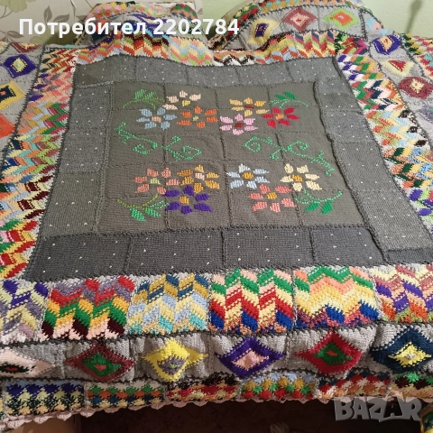 Ръчно плетена кувертюра,покривало,покривка за легло, снимка 7 - Покривки за легло - 52874369