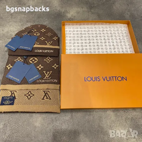 Луксозен комплект шапка с шал Louis Vuitton LV shapka s shal lux luis, снимка 1 - Шалове - 42126287