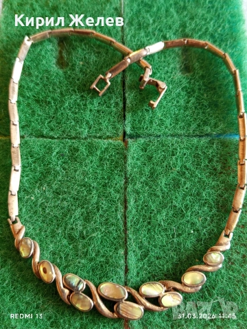 Сребърно колие с КРАЛСКИ СЕДЕФ винтидж стил майсторска ръчна изработка 52164