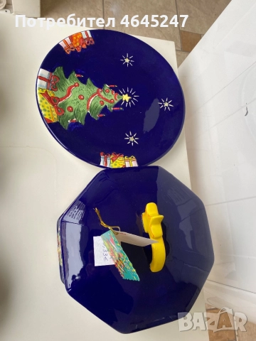 Порцеланова кутия за сладки с чиния към нея . , снимка 5 - Сервизи - 52717945