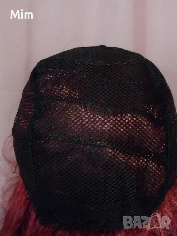 55 см Къдрева перука в черно и медено червено , снимка 7 - Аксесоари за коса - 53311486