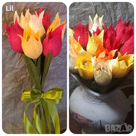 Цветя от крепхартия и бонбони