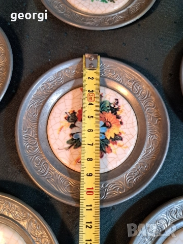 порцеланови чинийки с цветя и калаен обков 30/6, снимка 6 - Декорация за дома - 52797778