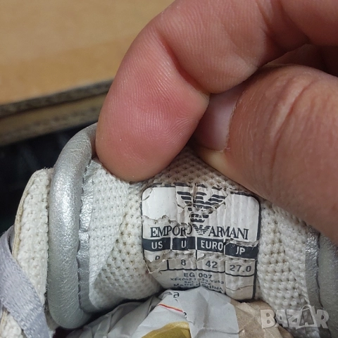 сникърси NIB ARMANI SPORT SILVER LEATHER RED MESH LACE UP INFINITYномер 42 , снимка 5 - Спортно елегантни обувки - 37181327