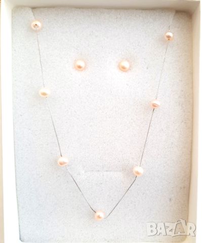 Сребърен синджир с една естествена перла, снимка 3 - Колиета, медальони, синджири - 45792702