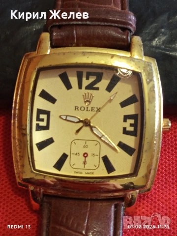 Красив стилен мъжки часовник ROLEX SWISS MADE QUARTZ с кожена каишка 38134