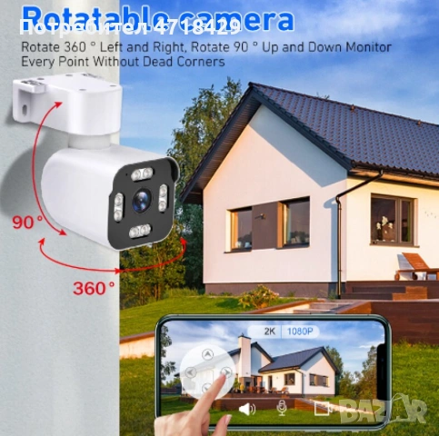IP камера, Autodiag, 3MP, нощно виждане, двупосочно аудио, 360° въртене, аларма при движение,, снимка 2 - HD камери - 53227458