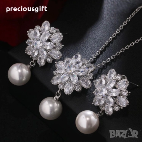 Комплект бижута от неръждаема стомана - колие и обеци, снимка 4 - Бижутерийни комплекти - 52217128