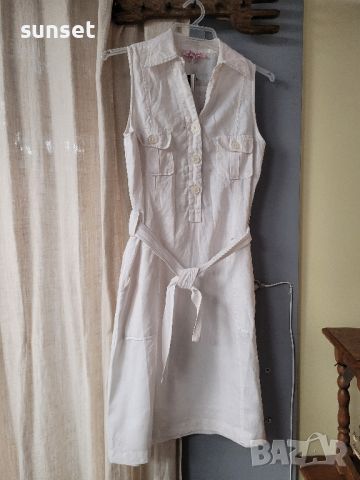 Бяла ЛЕНЕНА рокля- 38 размер, снимка 2 - Рокли - 46157464