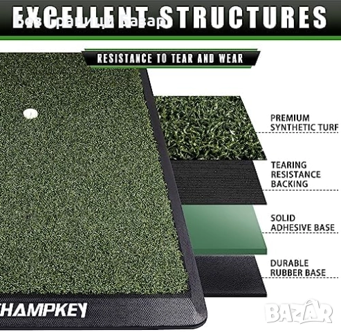 Нова Голф тренировъчна изкуствена тревна подложка + гумено и пластмасови тий, снимка 3 - Голф - 52227381