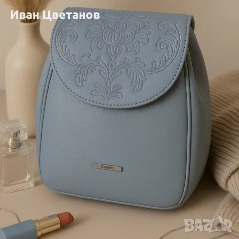 Дамска раница от еко материал с бродиран капак, снимка 3 - Раници - 50336931