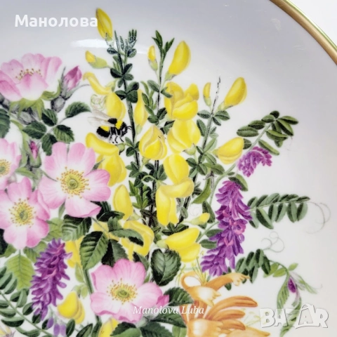 Декоративна порцеланова чиния Caverswall от колекцията WILDFLOWERS., снимка 3 - Други ценни предмети - 52058899