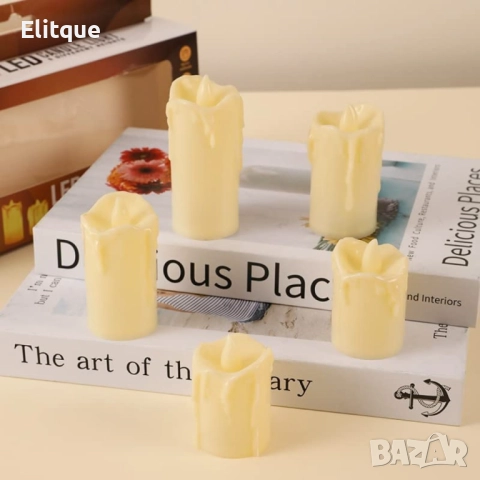 Комплект от 5 бездимни, безпламъчни, работещи с батерии LED чаени свещи Diya за декорация., снимка 4 - Други - 52831181