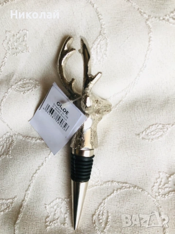 Метална тапа за бутилка, глава на елен Hirsh на немската марка Gilde, с етикет, перфектна за подарък, снимка 9 - Други стоки за дома - 53054021