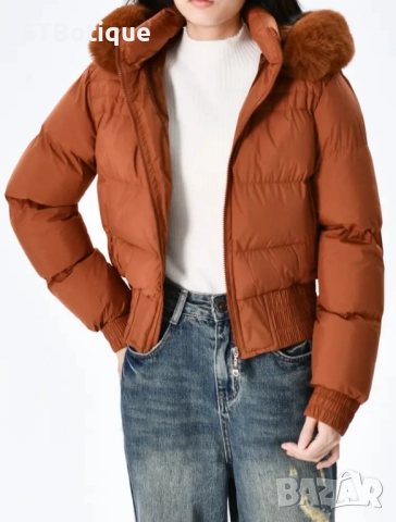 🧥 Дамско елегантно зимно яке с плюшена качулка – STBoutique ❄️ , снимка 13 - Якета - 52207471