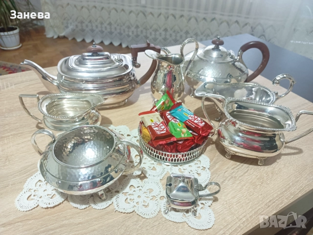 Английски  посребрен сет.