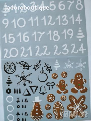 6 листа/ к-кт Коледни стикери за адвент календар, снимка 4 - Други - 46582329