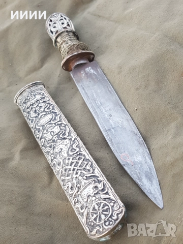 Сребърен нож кама, снимка 3 - Антикварни и старинни предмети - 51895512