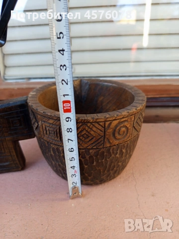 красива ръчно резбована чаша с дръжка, снимка 2 - Антикварни и старинни предмети - 53763872