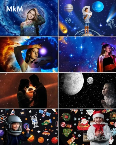 HD планетариумен проектор със звезди, MERTTURM Galaxy Star с 8 диска, снимка 3 - Плейъри, домашно кино, прожектори - 52449521