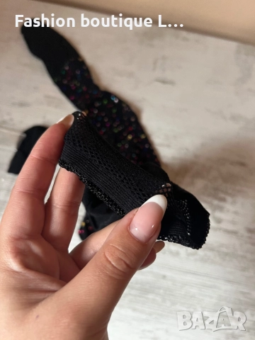 Нов черен мрежест чорапогащник с блестящи цветни камъчета 🖤, снимка 7 - Бельо - 52693346