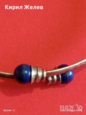 ВИНТИДЖ СРЕБЪРНА ГРИВНА с ЛАЗУЛИТ РЕТРО АРТ БИЖУ 52477, снимка 2 - Гривни - 52855593