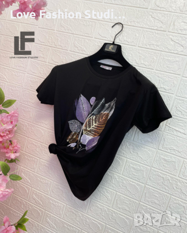 Тениска LFS Flowers Black 8869, снимка 3 - Тениски - 44969603